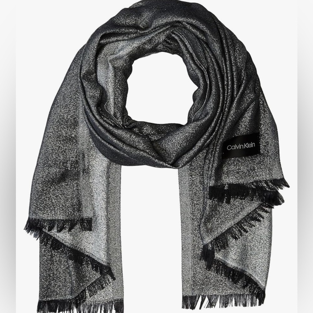 Calvin Klein lightweight metallic plaited evening scarf